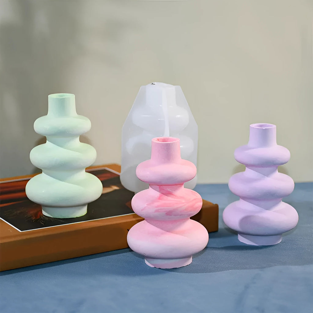 Three layer circle vase silicone baking mold with irregular shape design