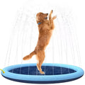 Outdoor dog sprinkler splash pad with anti-slip mat surface showing three diameter size options
