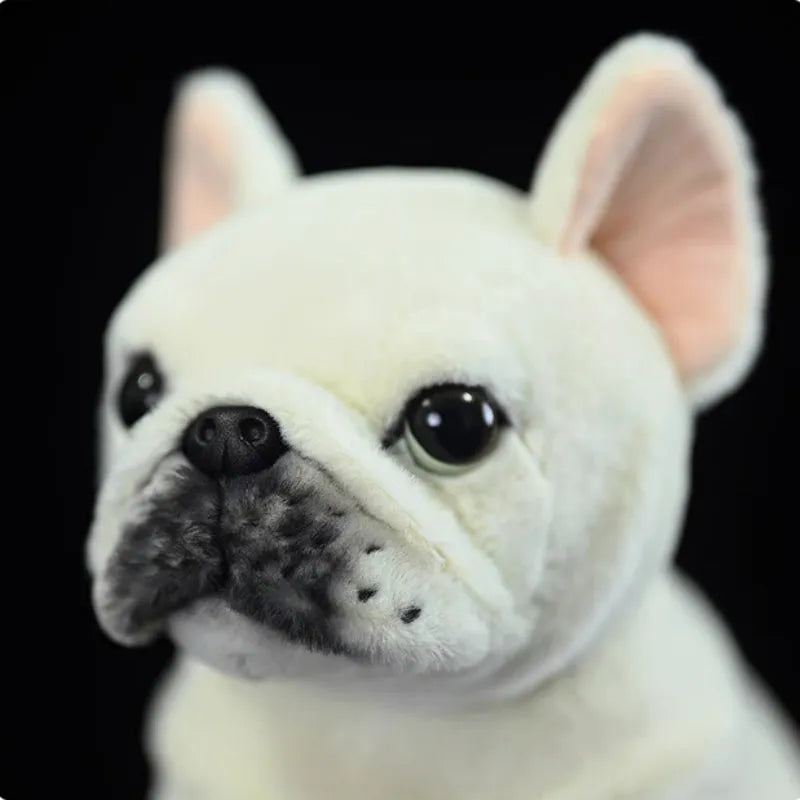 Cream French dog plush toy 23cm with plush fabric and PP cotton filling, unisex stuffed animal doll