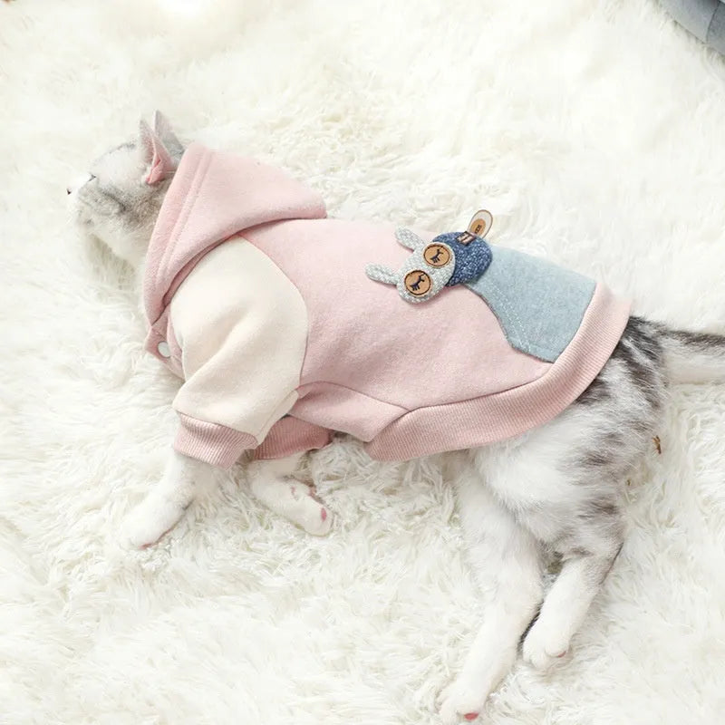 Brown cotton dog sweatshirt shown on a mannequin, with green and pink colour variants visible.