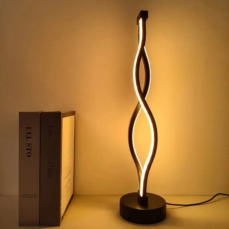 Black aluminium desk lamp with touch dimming and three-colour button controls