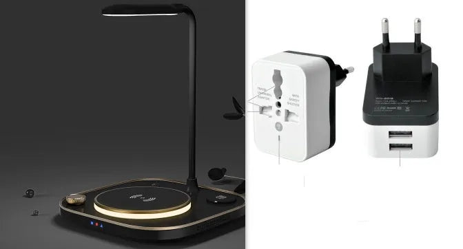 Black, green, or white three-in-one 15W wireless magnetic charger with optional desk lamp and Type-C cable.