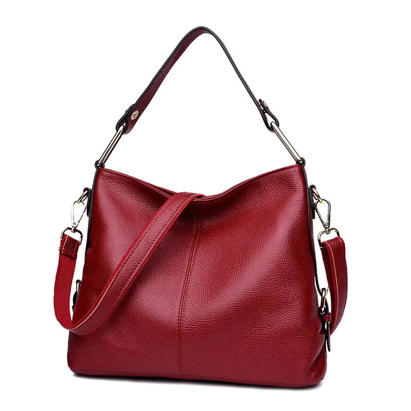 Genuine leather crossbody bag in square vertical shape with internal zipper organisers