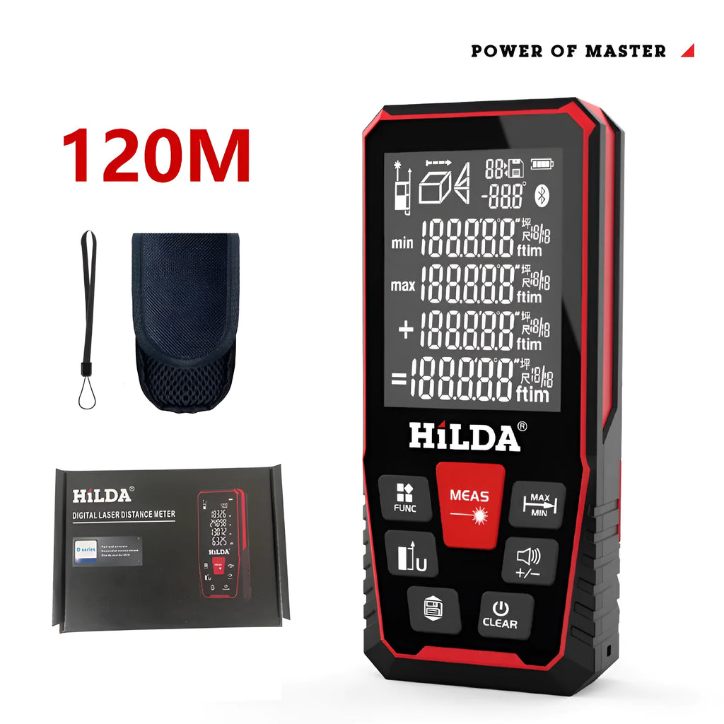 Laser rangefinder with plastic housing for distance measurement up to 120 metres