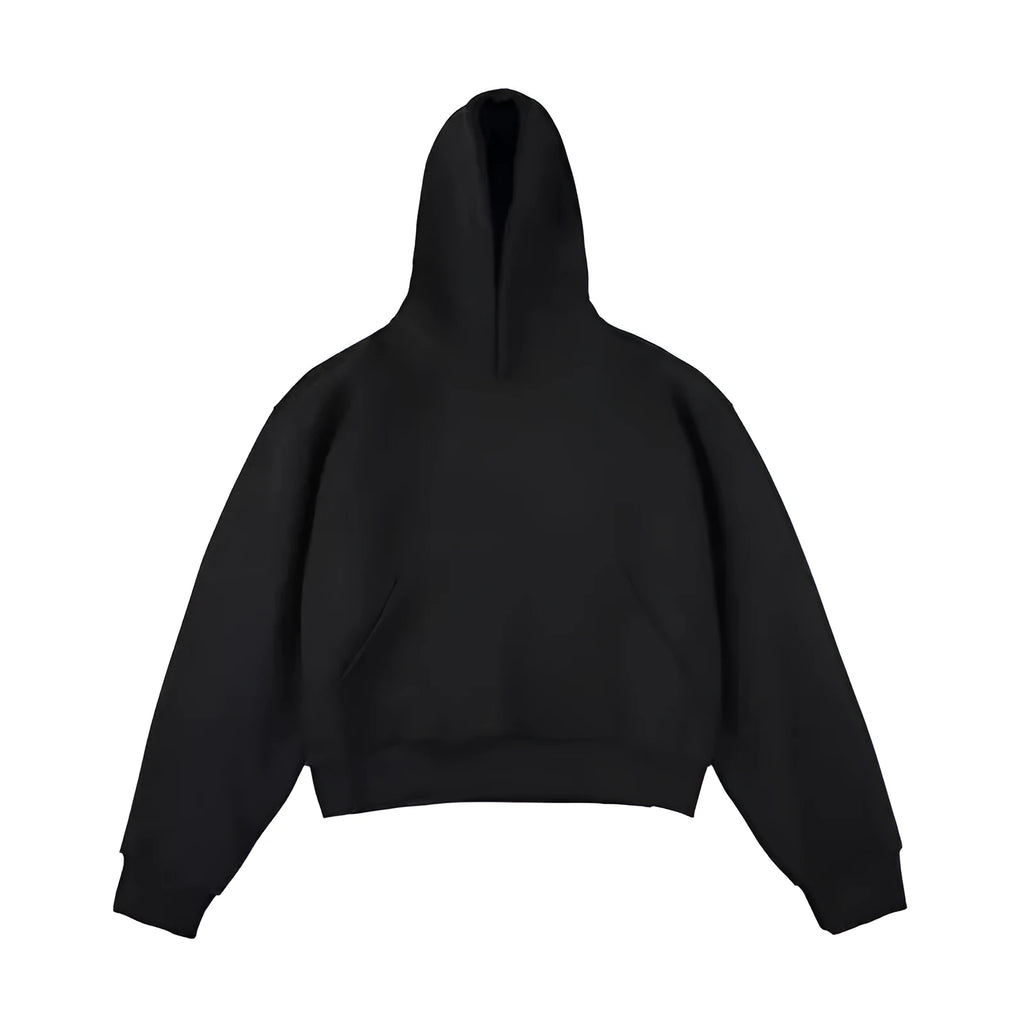 Short Chinese cotton composite velvet hooded sweater with removable hood in street fashion style