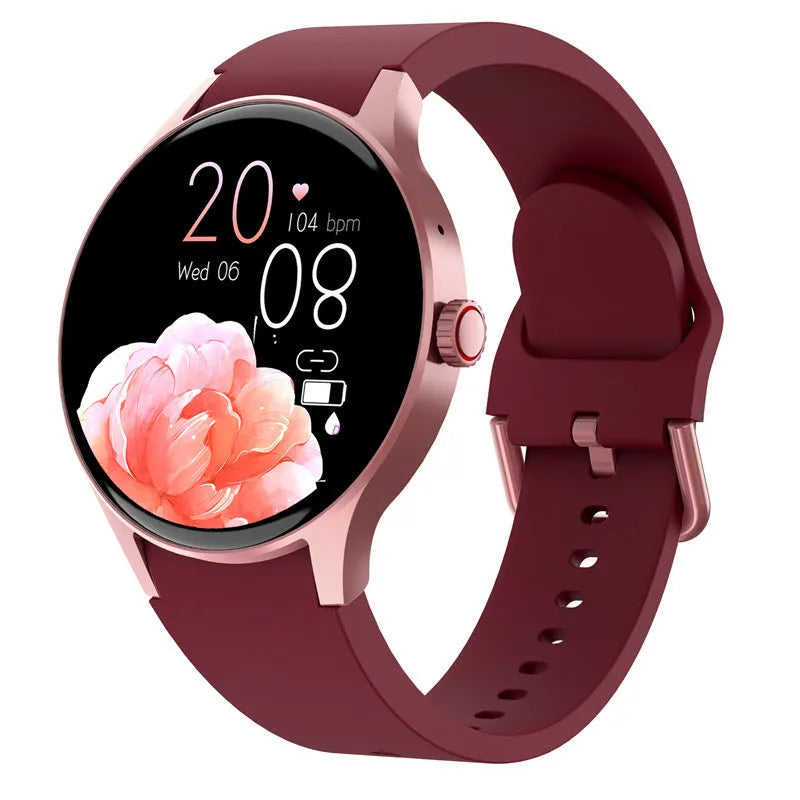 Black smart Bluetooth sport watch with round 1.43-inch touch screen display on wrist