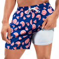 Men's loose fit boxer swimming trunks in spandex fabric with multiple pattern options