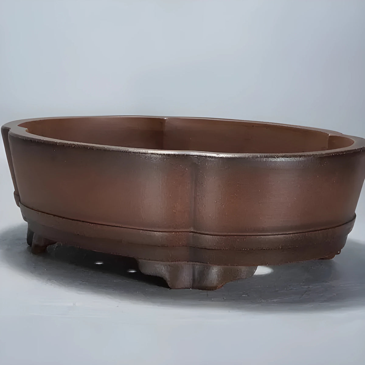 Green classical purple clay flower pot with old pile glazing, 50cm by 39cm by 16cm dimensions