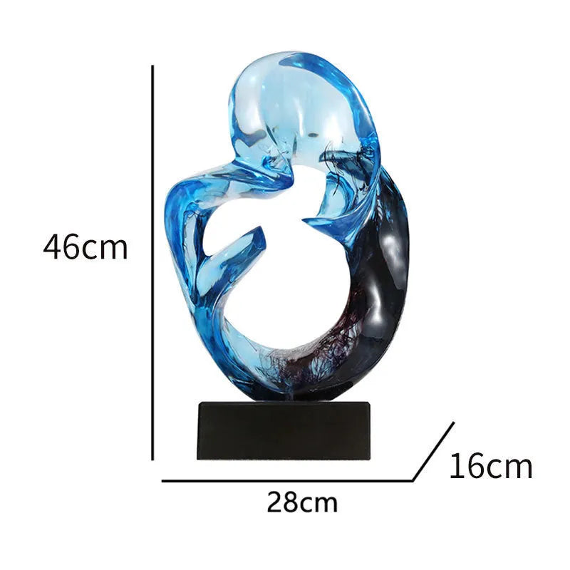 Transparent resin craft ornament in modern simplicity style, available in orange red or blue colours