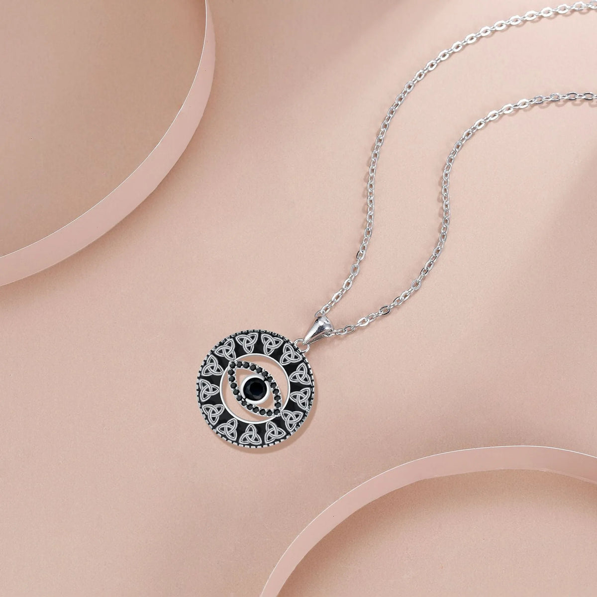 Devil's Eye copper necklace with pendant and cross chain for women