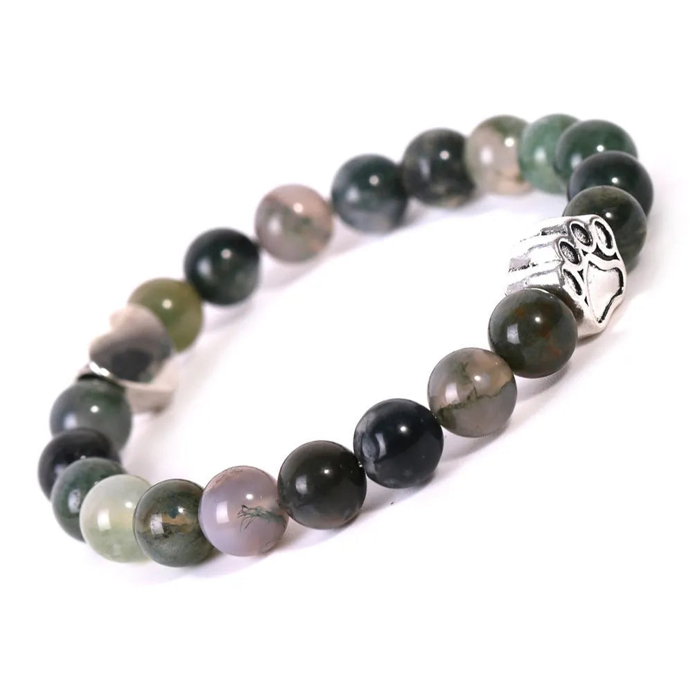 Tigereye Indian agate stone bracelet with geometric round beads and unisex design