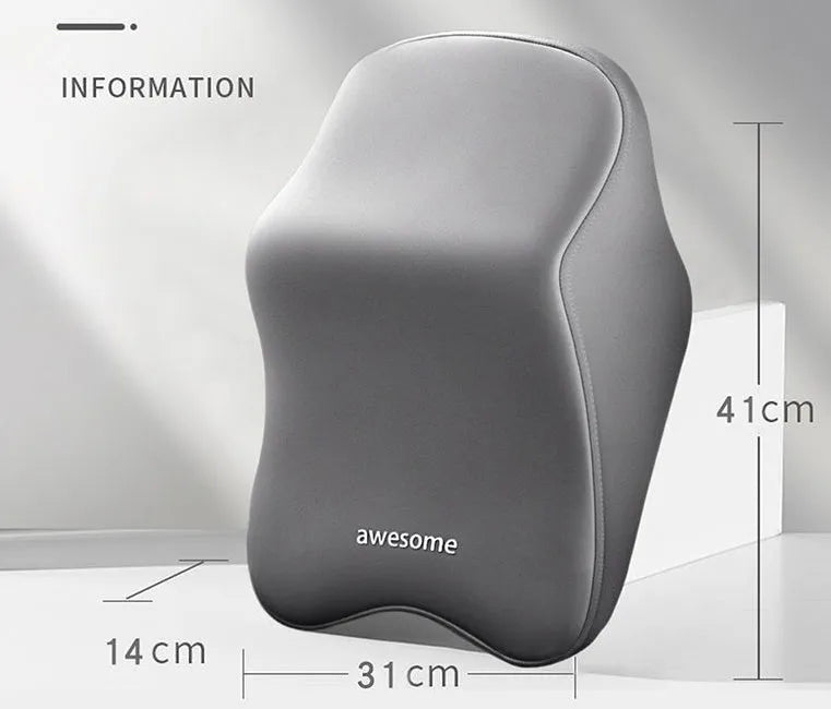 Memory foam automotive pillow set showing headrest and lumbar support pillows in solid colours