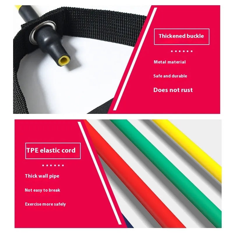 Adjustable chest expander fitness equipment with TPE tension rope in five colour options indicating different resistance levels