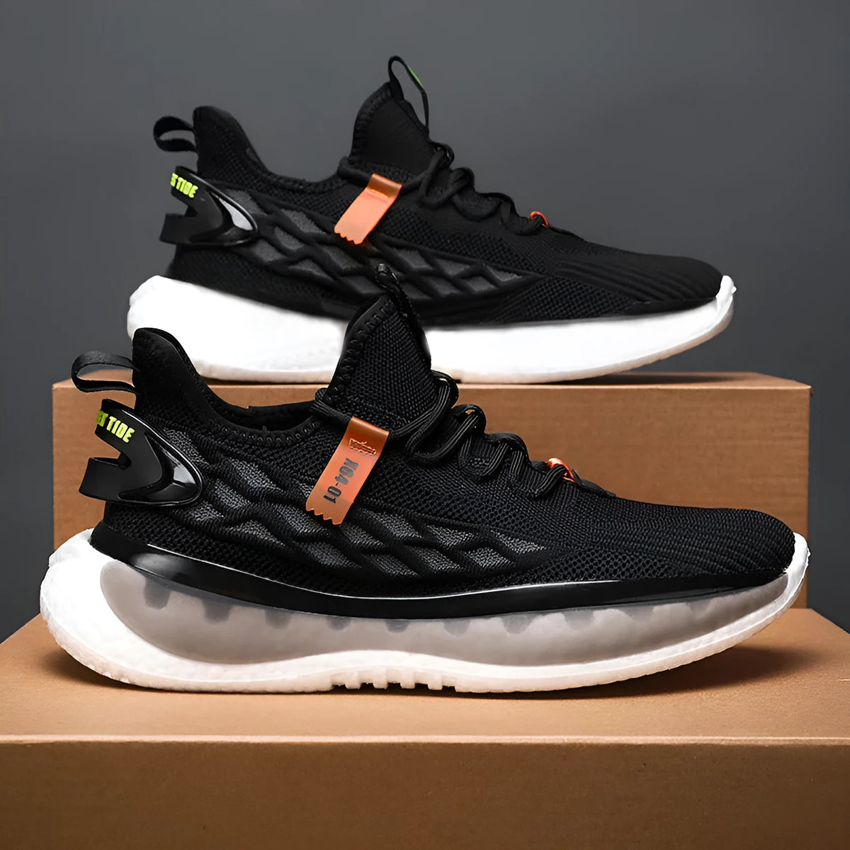 Men's low top fly woven mesh sneaker with rubber sole in solid color