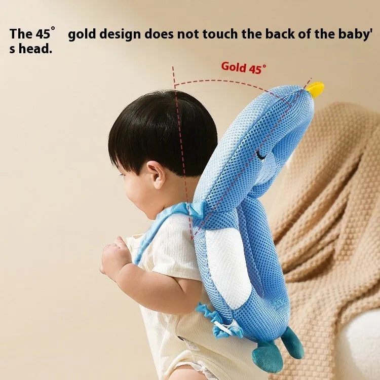 Baby wearing cartoon anti-collision pillow with animal design for toddler walking protection