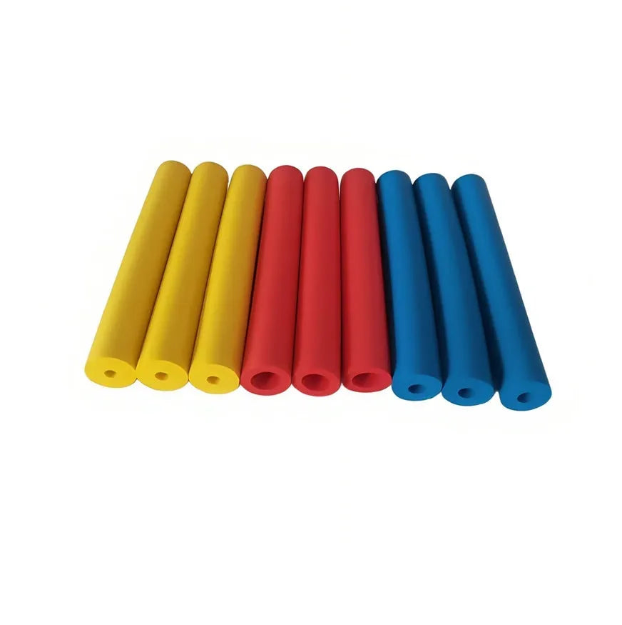Set of black rubber grip hoses for utensil handles, showing inner diameter options of 10mm and 18mm.