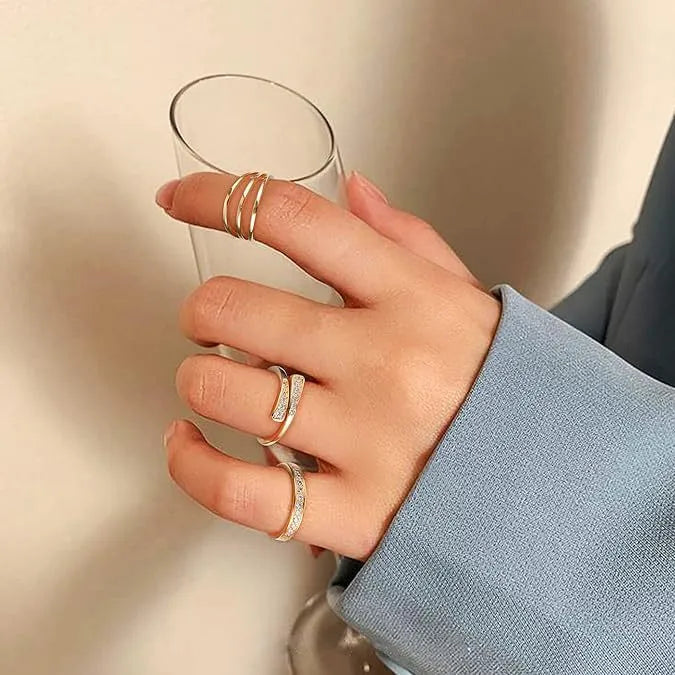 Geometric toe ring with 14K gold plating and water drop or rhinestone decoration options