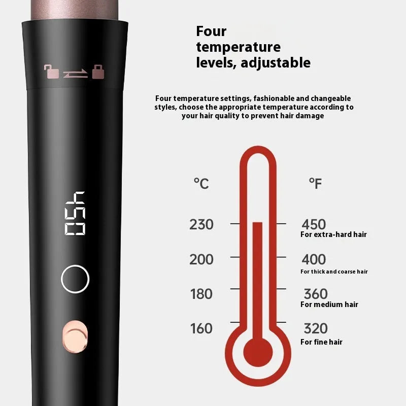 Rose gold five-in-one tube replacement hair curler with LCD screen and negative ion function