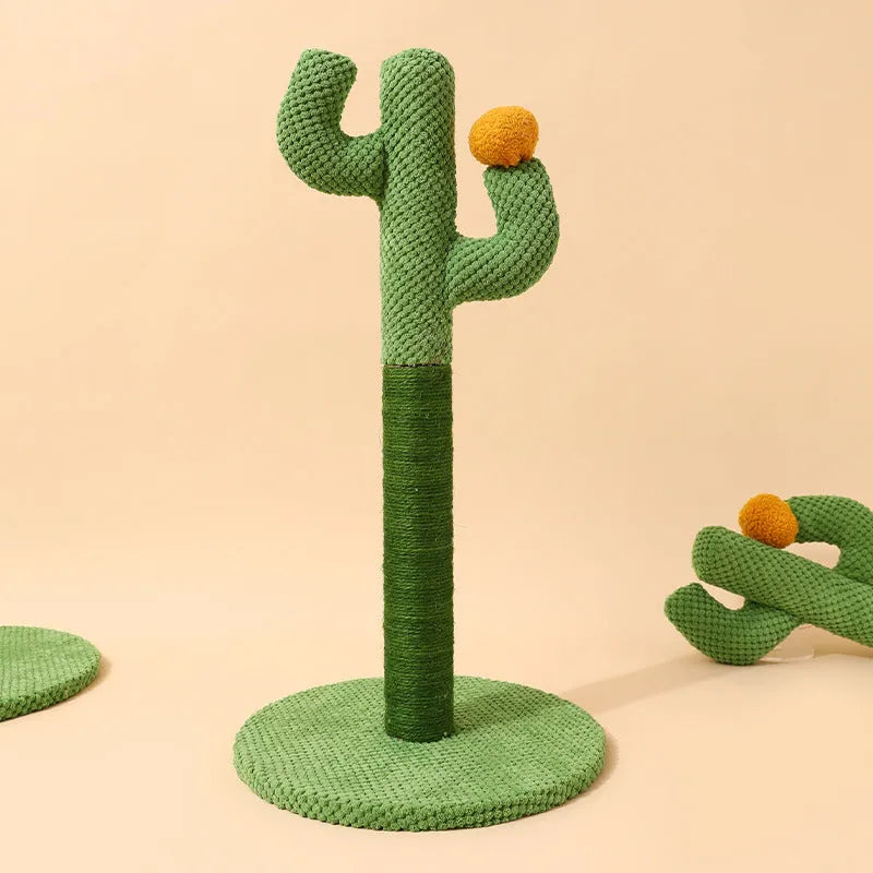 Cactus-shaped cat scratching pole and coconut tree design with sisal scratching surface for cats