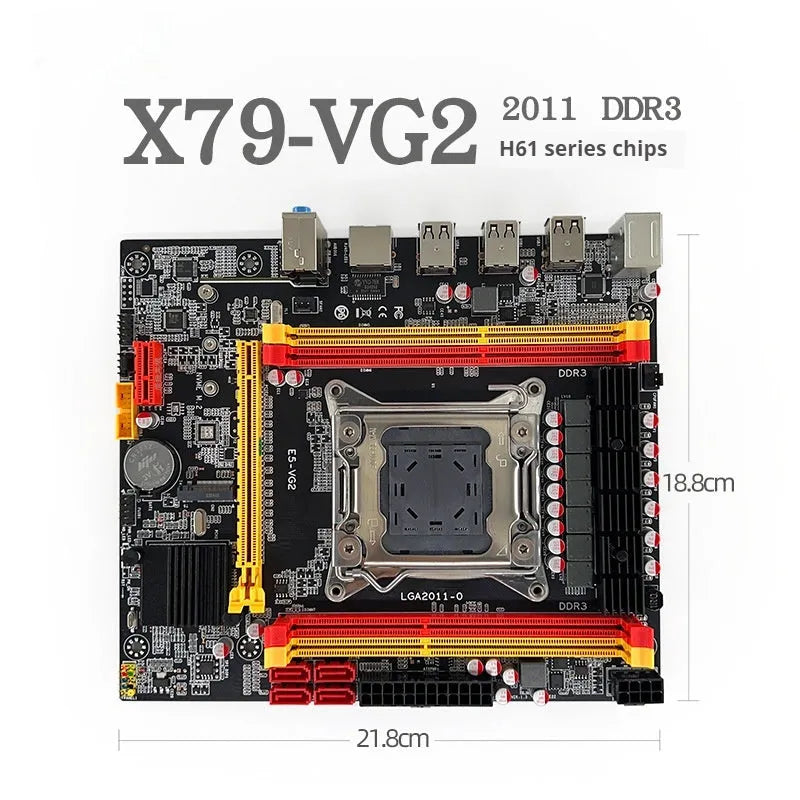 X79-VG2 desktop motherboard with LGA 2011 socket, DDR3 slots, and PCI Express 16X graphics card slot