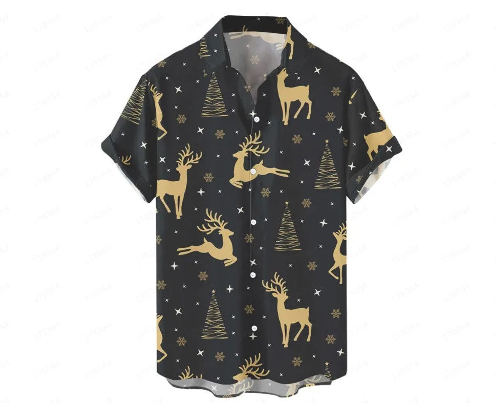 Men's Hawaiian shirt with 3D printed pattern in regular fit cardigan style