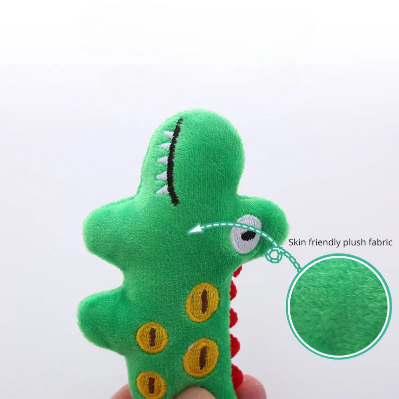 Soft plush cat toy shaped like a cow, crocodile, or parrot with catnip for interactive play.