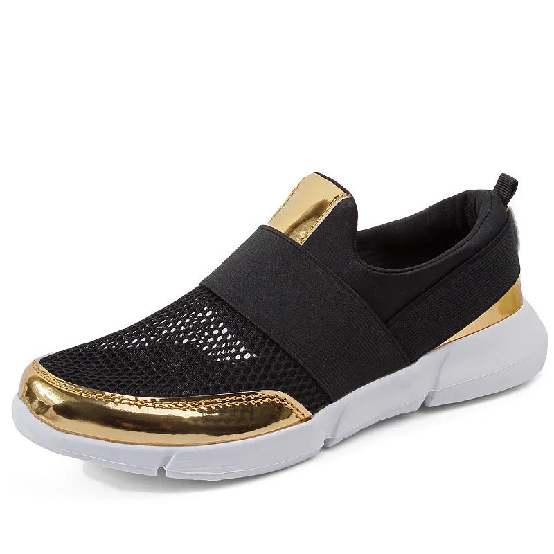 Women's blue lightweight mesh sneakers with low-top design and colour-matching pattern