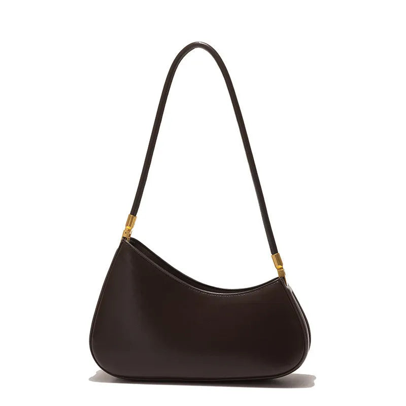 Women's retro oval commuter bag in PU leather with single shoulder strap