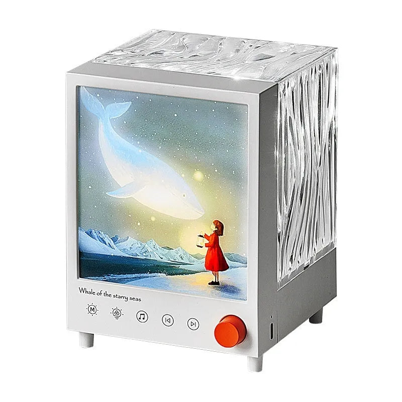 Aurora Treasure Box Atmosphere Projection Lamp with Bluetooth speaker in Star Sea Whale light colour