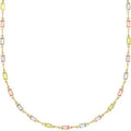 Ladies geometric crystal necklace with alloy chain and coloured glass pendant