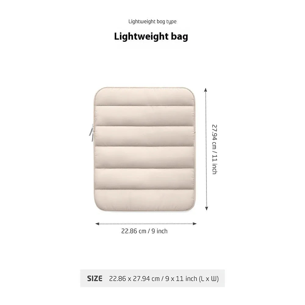 Fluffy air feeling laptop sleeve for 9.7-11 inch devices in black, khaki, or silver colours