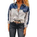 Women's loose fit denim coat with single row multi-buckle design in cotton fabric