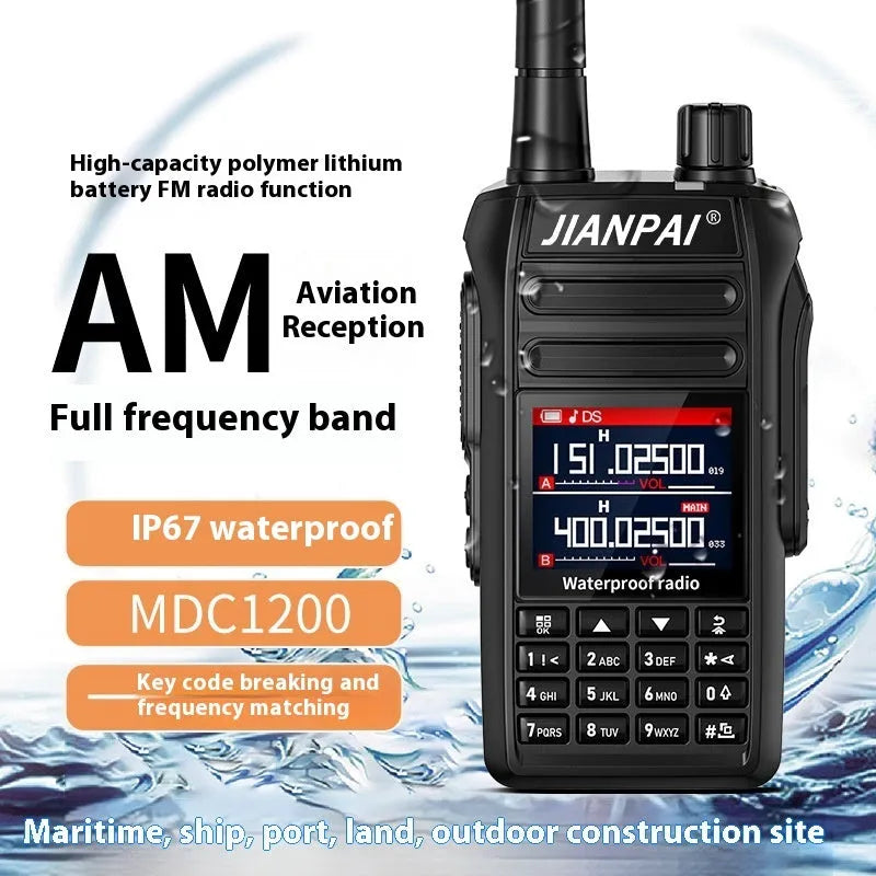 Black Interphone waterproof aviation full band motorcycle communication headset kit with antenna and accessories