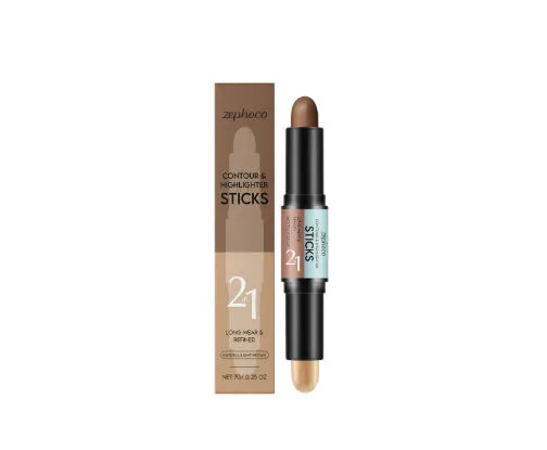 2-in-1 outline highlighter stick for brows and highlighting in three natural shades