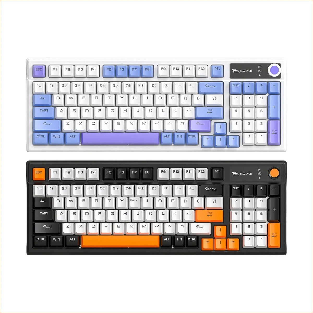 SK15 wired mechanical gaming keyboard with control knob in autumn water blue colour