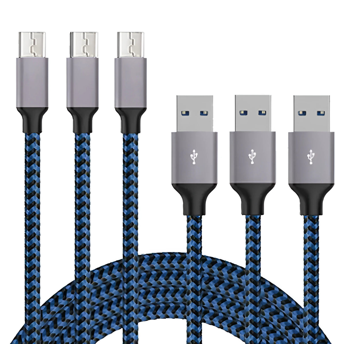 Braided fast charging Micro USB cable for Android phones in three length options