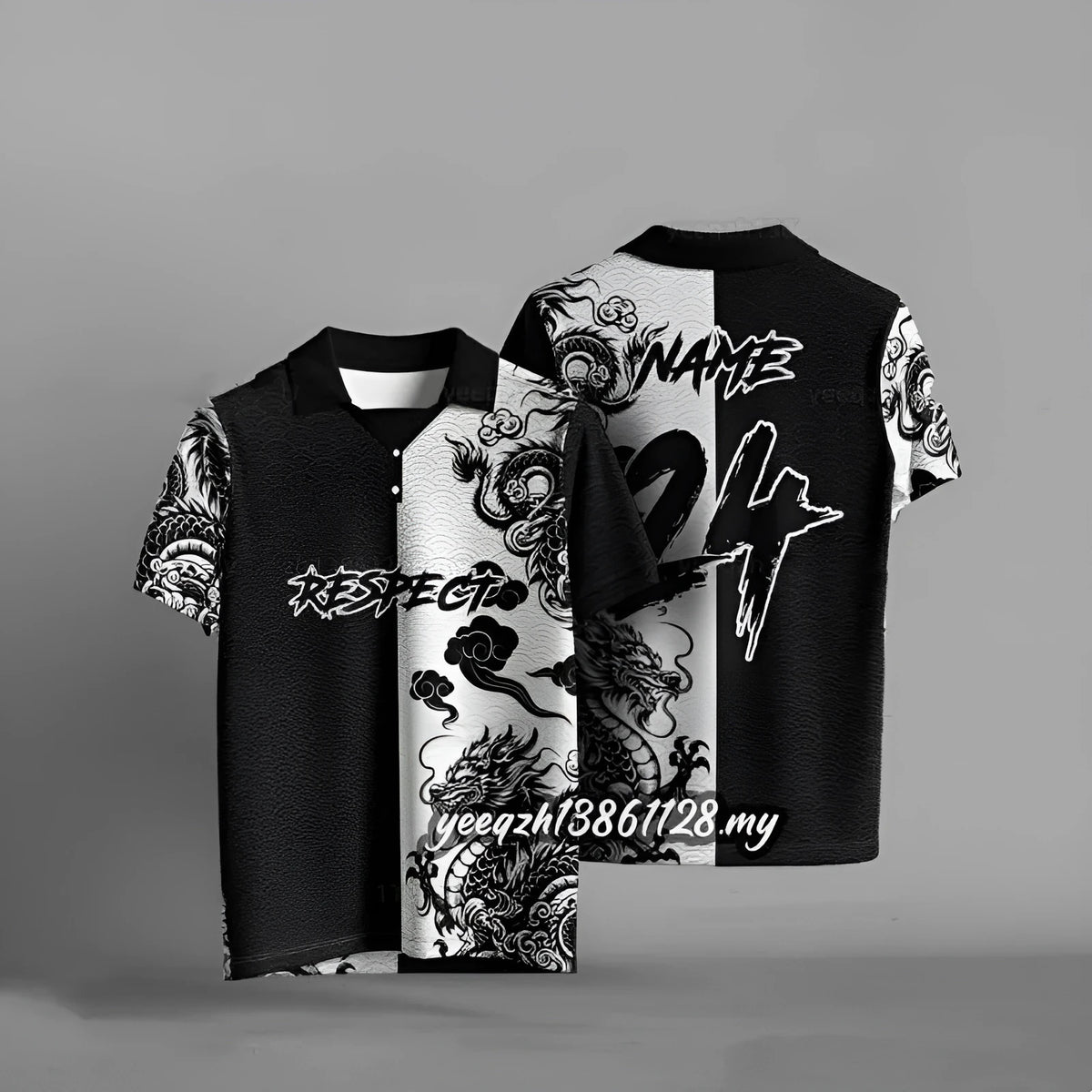 Black loose-fit short sleeve t-shirt with a vibrant 3D digital printed design on the front.