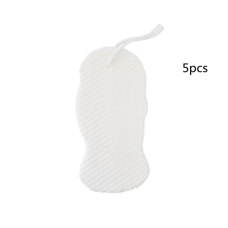 White 3D bath sponge with fish scale pattern for gentle body exfoliation