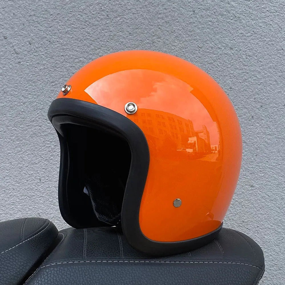 Glass fibre retro half motorcycle helmet for electric bike commuting in multiple colour options