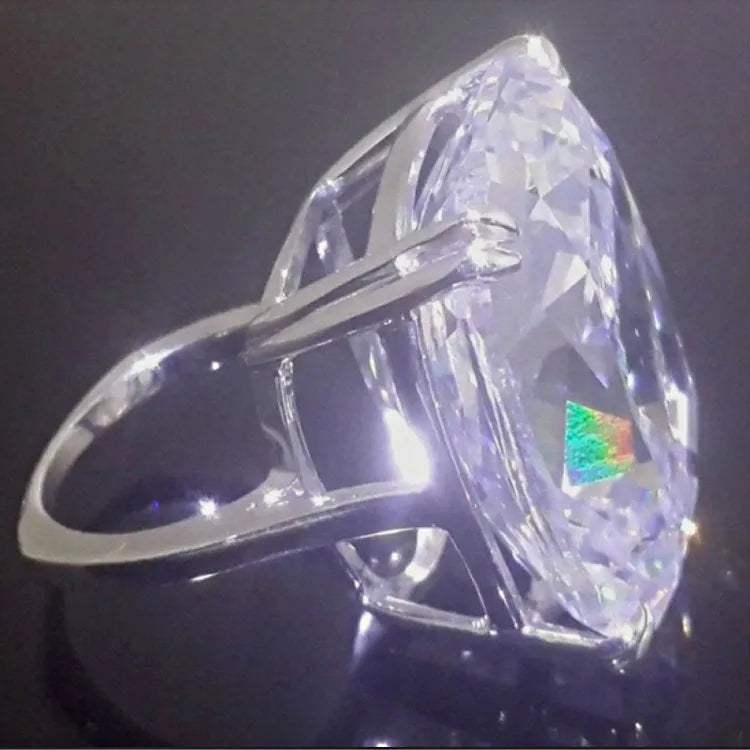 Simple inlaid white square diamond geometric ring for women in white gold colour.