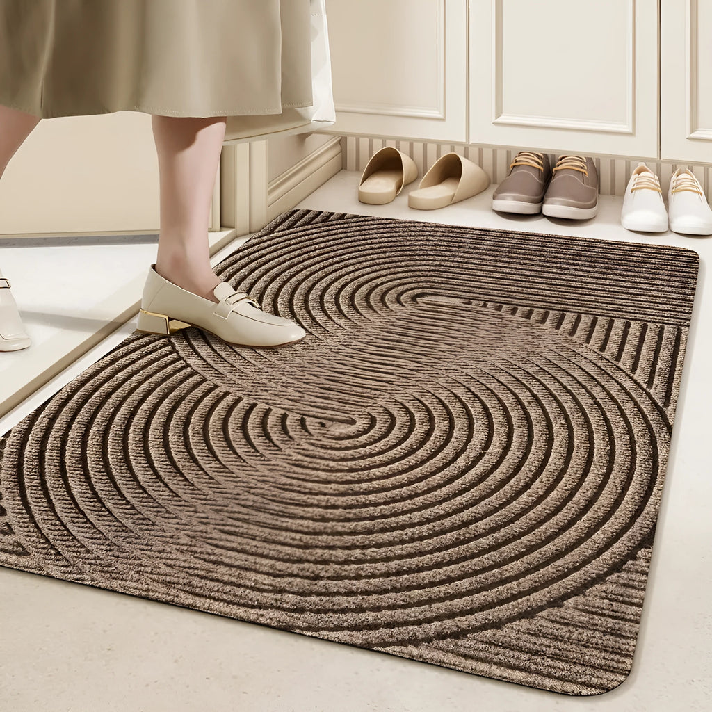 Silk ring entrance floor mat with cartoon anime pattern in blue colour, 60x90cm wire ring alien shape
