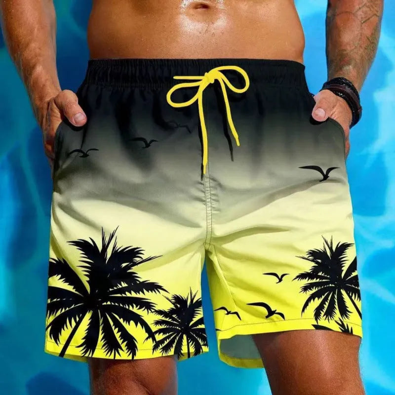 Men's loose board swimming trunks in polyester with medium elastic waistband