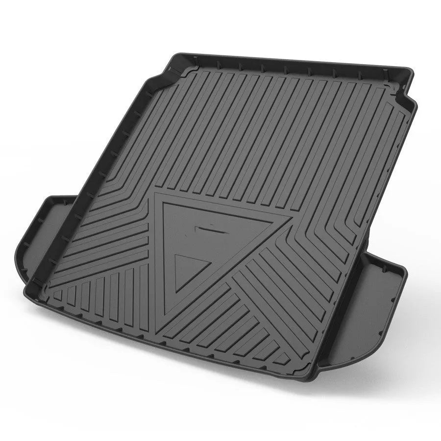 Black TPE car boot liner pad with carbon fibre texture pattern for vehicle floor protection