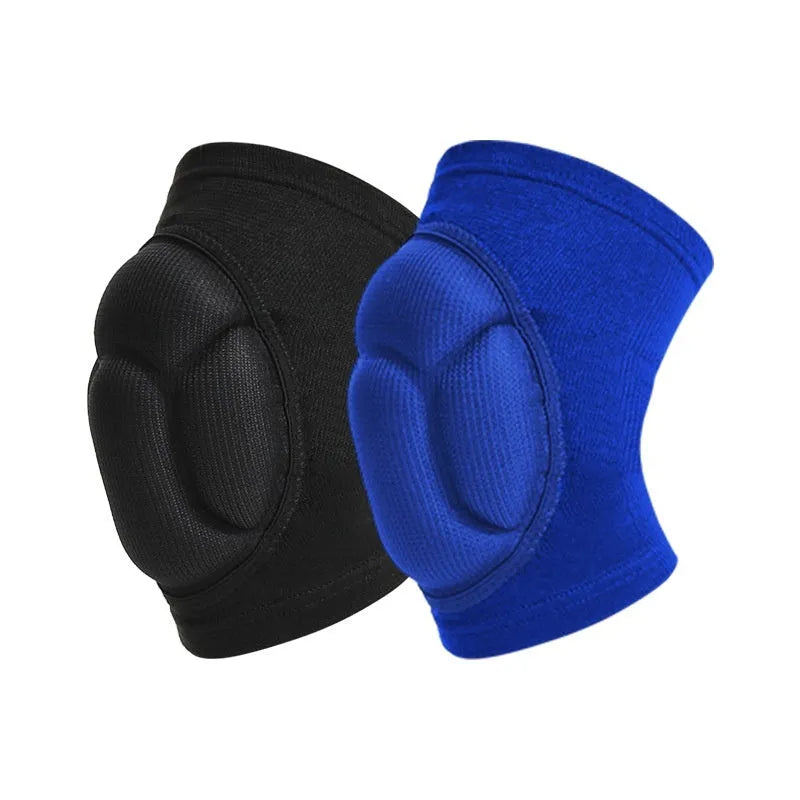 Black and blue dance kneepads with thick sponge padding for knee protection during sports