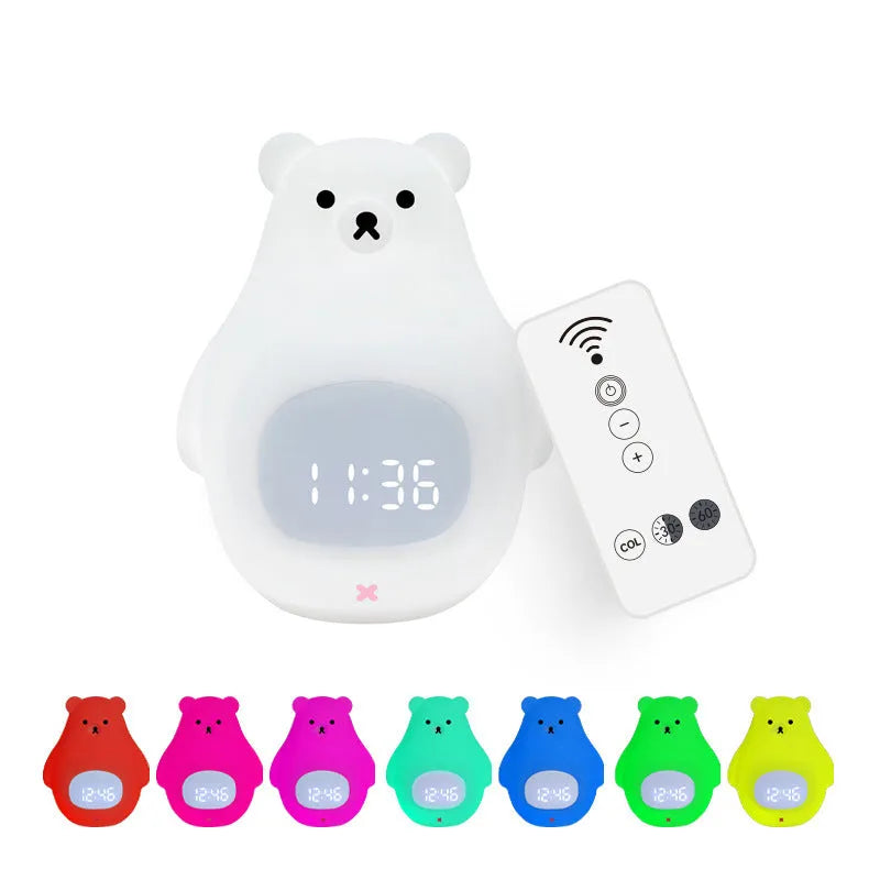 Big white bear cartoon design silicone night light with remote control and timer functions
