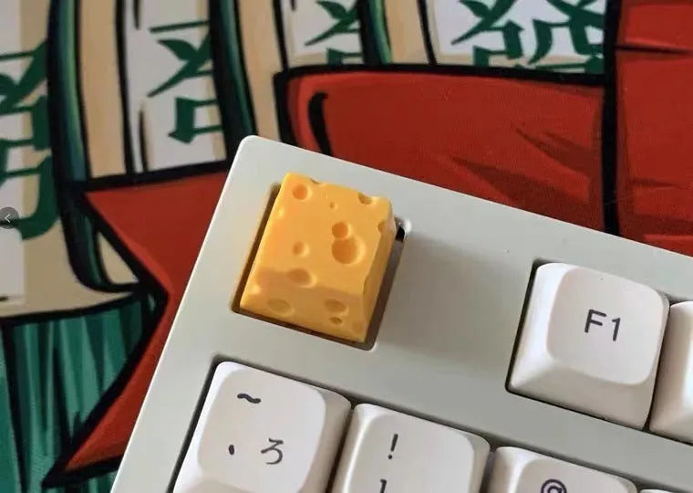 Yellow resin cheese keycap for mechanical keyboard customisation