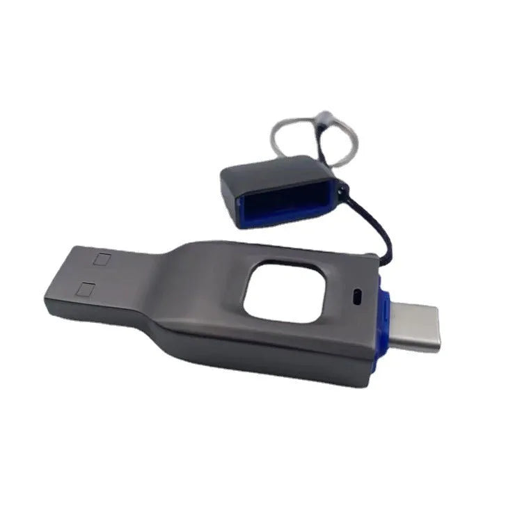 Fingerprint encrypted USB flash drive with USB 3.0 and Type-C interfaces in metal casing
