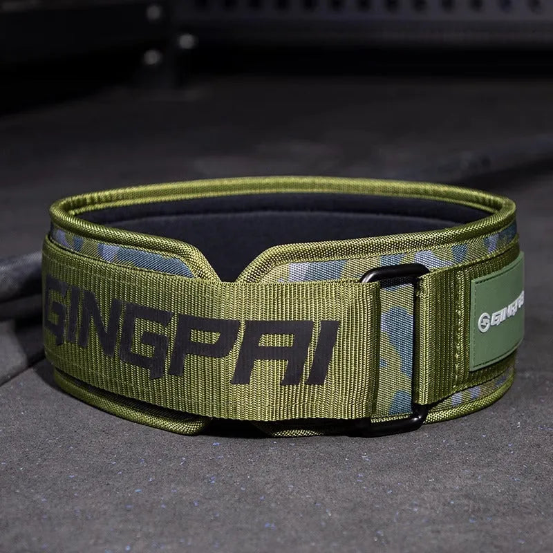 Abdominal exercising and weightlifting protection belt for waist support during squats and bench press.