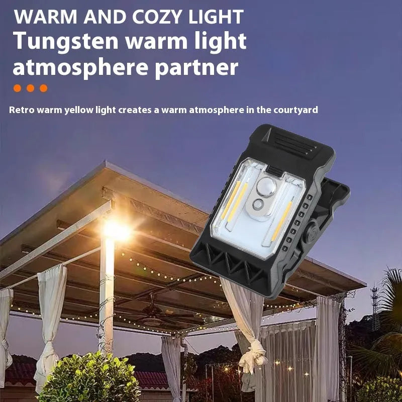 Intelligent human body induction clip lamp with IP65 waterproof rating and three brightness modes