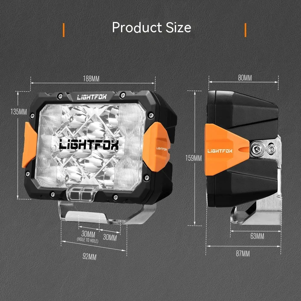 Black aluminium LED front bumper lights with six LED chips for off-road vehicles